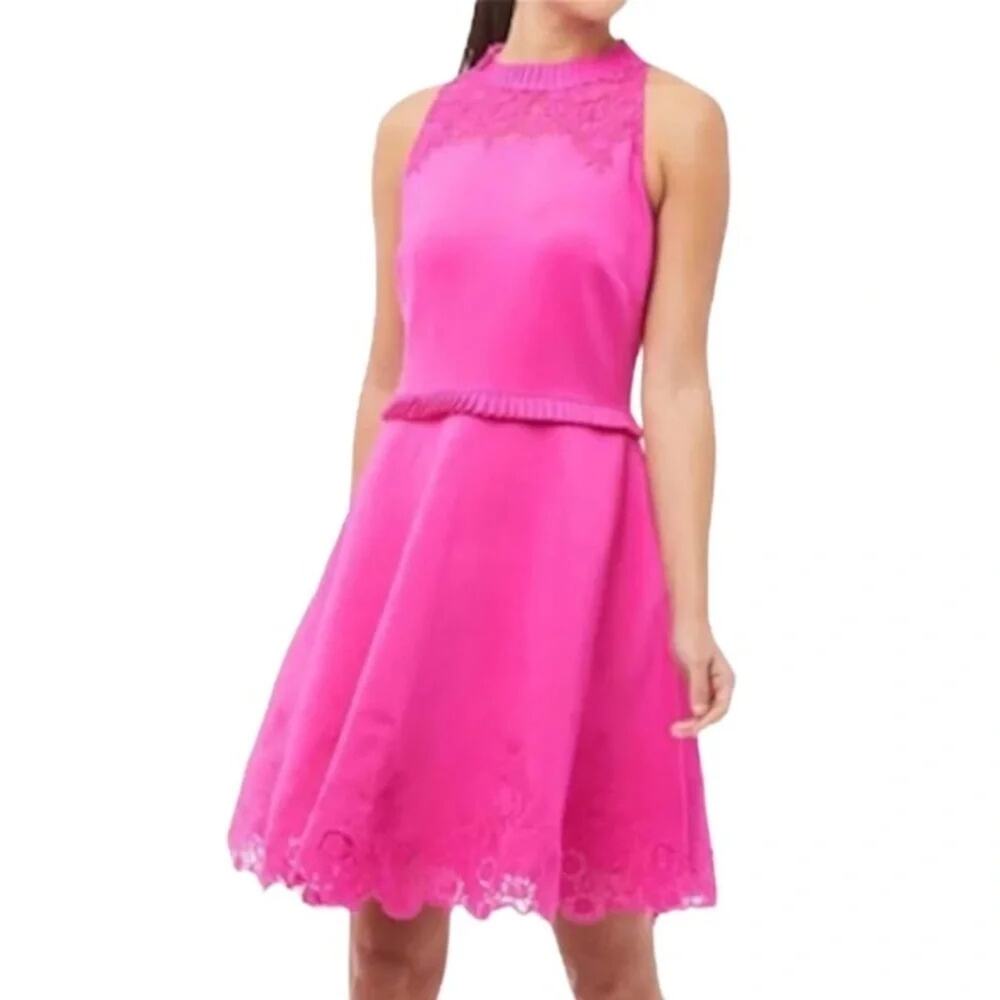 Ted Baker London Zaffton Fit & Flare Skater Dress Fuchsia Size 2 - Picture 5 of 14